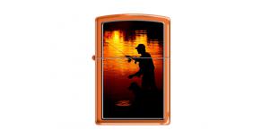 Зажигалка ZIPPO Ночная рыбалка, с покрытием Orange Matte, латунь/сталь, оранжевая, 36x12x56 мм